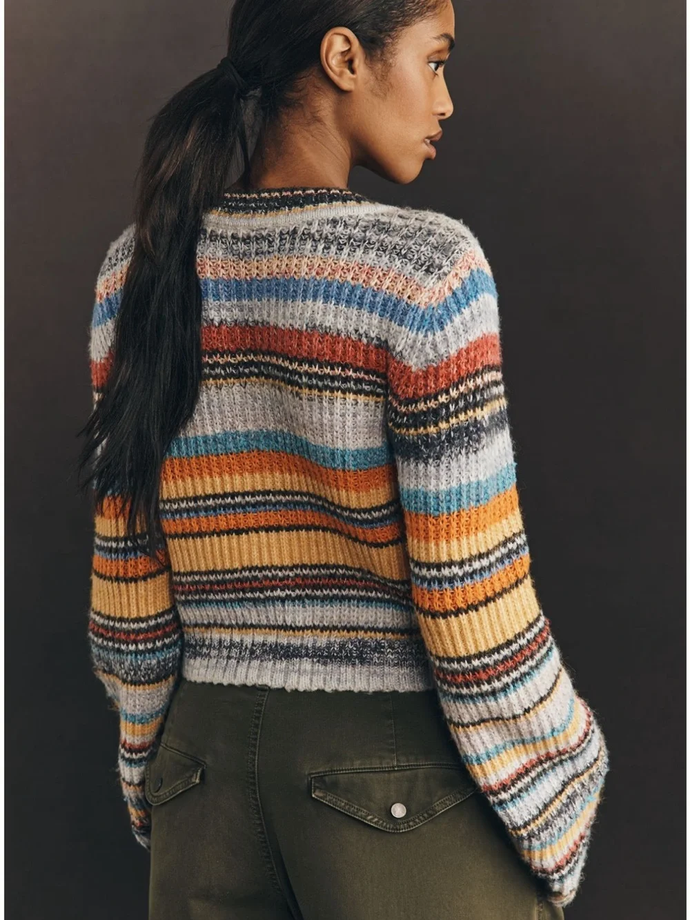 Pilcro Ribbed Multi Stripe Cardigan Sweater - Picture 3 of 12